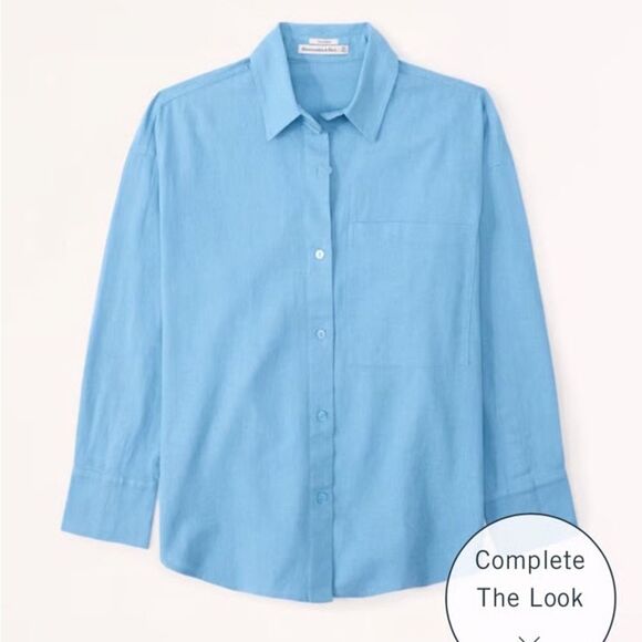Abercrombie & Fitch Light Blue Oversized Shirt Size Medium - Picture 9 of 9